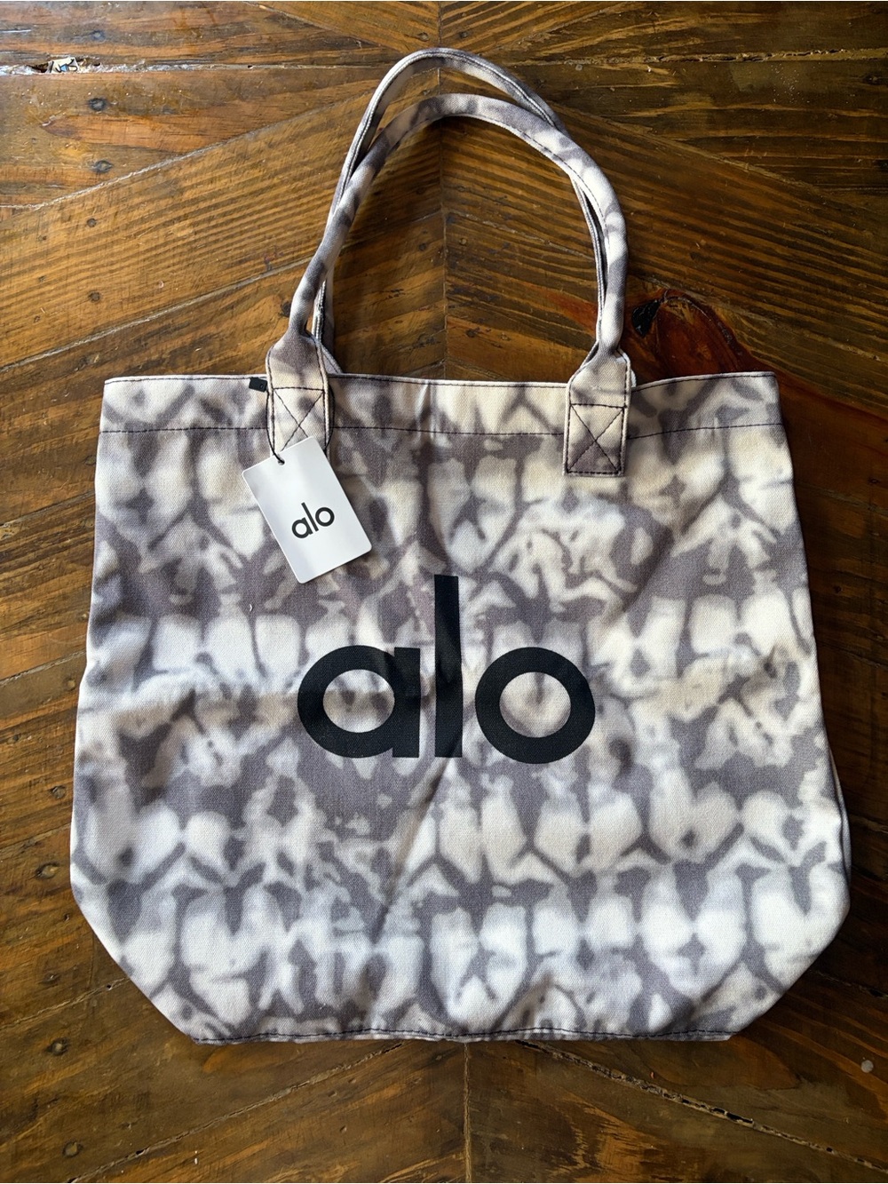 ALO Yoga Gray Tie-Dye Canvas Tote